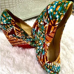 African kente print wedges.